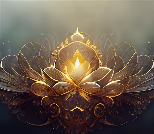 مفهوم لوکس و ظرافت قطعات تزئینی طلایی ظریف در پس زمینه تار تصویر تزئینی طرح گل