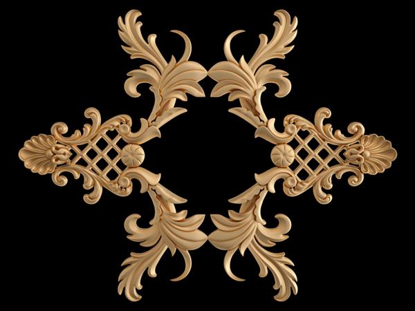 الگوی بدون درز قطعات تزئینی طلایی روی پس‌زمینه سیاه تزئینات حکاکی لوکس جدا شده تصویرسازی سه بعدی