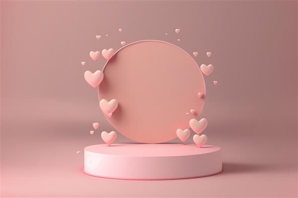 پایه نمایش محصول برای روز ولنتاین ویترین عاشقانه با قلب تصویرسازی سه بعدی