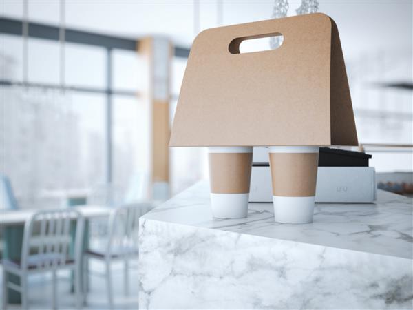 جا قهوه روی میز رندر سه بعدی