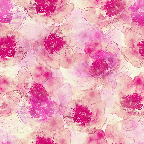 دوگروس انتزاعی رز وحشی گل رز وحشی دیجیتال و آبرنگ الگوی بدون درز کشیده شده با دست - آثار هنری ترکیبی دیجیتال برای منسوجات پارچه ها سوغاتی ها بسته بندی کارت های تبریک دفترچه یادداشت