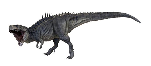 رندر سه بعدی Carcharodontosaurus در پس زمینه سفید جدا شده