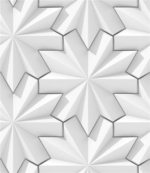 پانل های سه بعدی سفید دیواری ماژول های هندسی سایه دار تصویر سه بعدی بدون درز