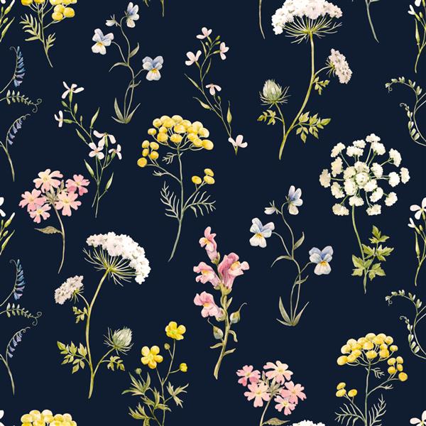 طرح گل آبرنگ کاغذ دیواری گل ظریف صورتی گل های وحشی برنزه پانسی گل های سفید توری ملکه آن تصویر زمینه یکپارچهسازی با سیستمعامل در پس زمینه تیره