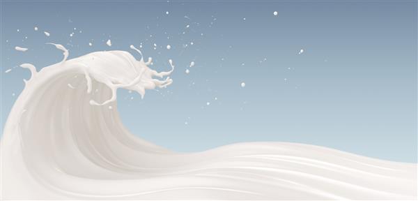موج شیر قدرتمند مفهومی برای انرژی نوشیدنی با مسیر برش تصویر سه بعدی