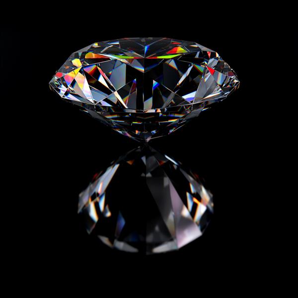 جواهر الماس با انعکاس در پس زمینه مشکی