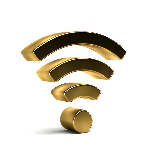 رندر سه بعدی Wifi Wifi Isolated مفهوم لوکس طلایی
