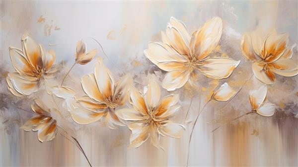 نقاشی مدرن انتزاعی عنصر فلز پس زمینه بافت گل گیاه گل در یک گلدان
