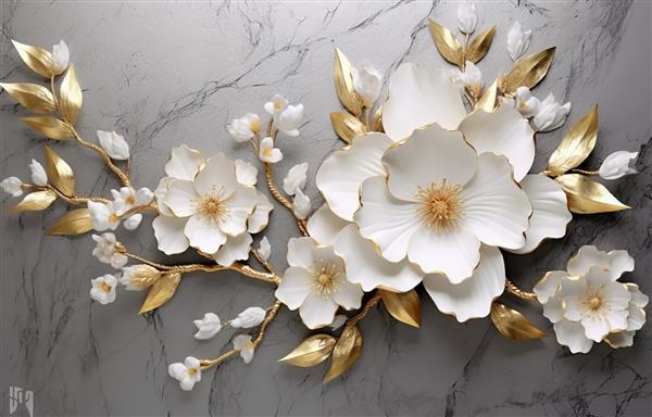 چکیده دیوار پس زمینه مد آبرنگ رنگ گیاهان گل ها برگ ها عنصر طلا