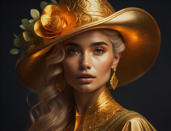زنان زیبا با کلاه و پوست طلایی فوق العاده دکوراسیون و داخلی هنر بوم انتزاعی طلا