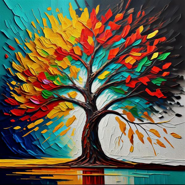 نقاشی رنگ روغن درخت تلطیف شده آثار هنری مدرن تصویرسازی داخلی