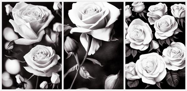 گل رز سفید پس زمینه گل چرخه سه نقاشی تصویر سه بعدی
