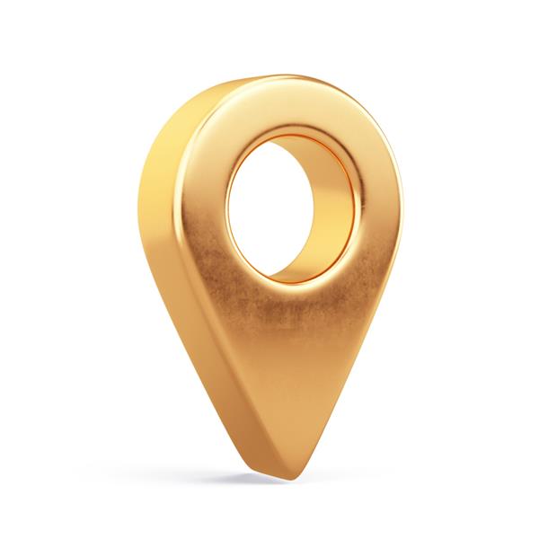 نماد نشانگر طلایی نماد مکان GPS سفر ناوبری مفهوم موقعیت مکان رندر سه بعدی