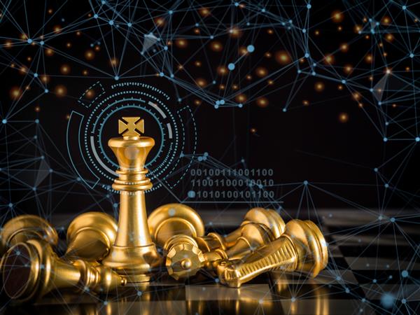 شطرنج شاه طلایی به مبارزه با رقیب شاه شطرنج برای بازی موفق در رقابت با پیشینه شبکه فناوری مفهوم استراتژی مدیریت عدد دیجیتال و رهبری