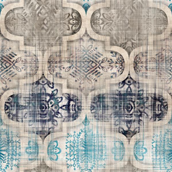 الگوی بدون درز الهام گرفته از مراکش برای چاپ سطحی تصویرسازی با کیفیت بالا الگوی اوجی یا چهارفرویلی با تزئینات شیک و شیک تزیینی لوکس شرقی متقارن تکرار