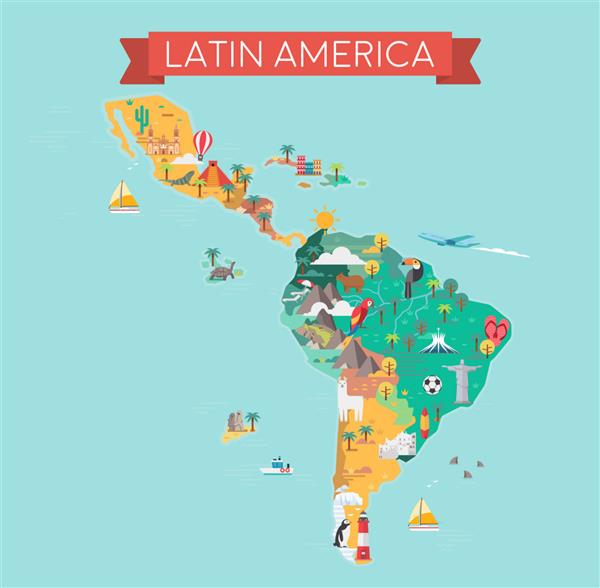 نقشه آمریکای لاتین جاذبه های گردشگری و مسافرتی