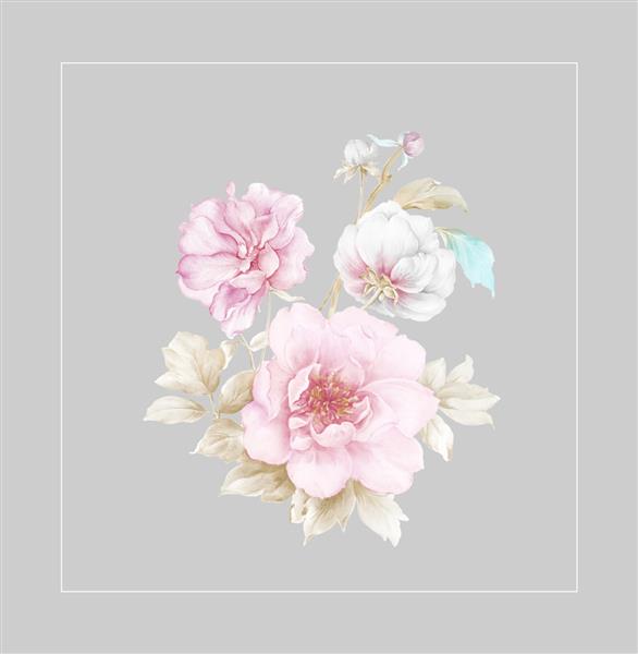 تصویر آبرنگ گلها ترکیب دستی عناصر آبرنگ مجموعه بزرگ طراحی برای پارچه کاغذ دیواری عنصر طراحی کارت تبریک