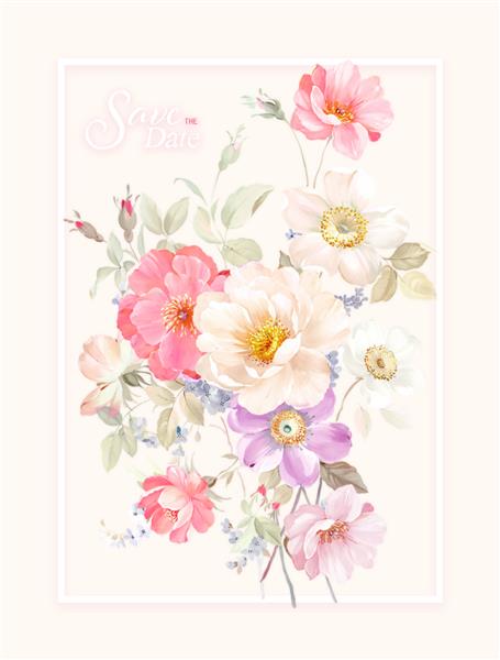 ست کارت با گل رز برگ مفهوم تزیین عروسی پوستر گل دعوت پس زمینه طراحی کارت پستال یا دعوتنامه تزئینی