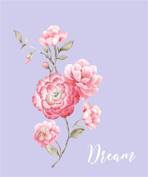 مجموعه گل های آترکالر پس زمینه گل برای چاپ های مد طراحی برای پارچه کاغذ دیواری بسته بندی کاغذ بافت گلدار بهاری