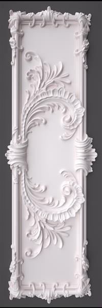 رندر سه بعدی زیبای سفید تزئینات کنده کاری گچی معماری جزئیات داخلی کلاسیک ساخته شده از گچ