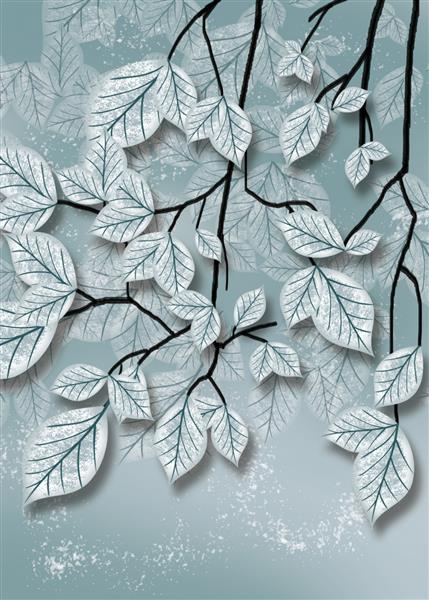 تصویر سه بعدی از شاخه درخت مدرن نقاشی دیجیتال هنر انتزاعی مجلل برای کاغذ دیواری
