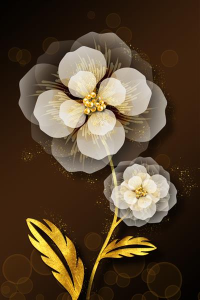 تصویر سه بعدی از گل طلایی مجلل