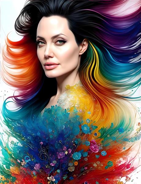 پوستر زیبای رنگارنگ آنجلینا جولی طرح تابلو دکوراتیو
