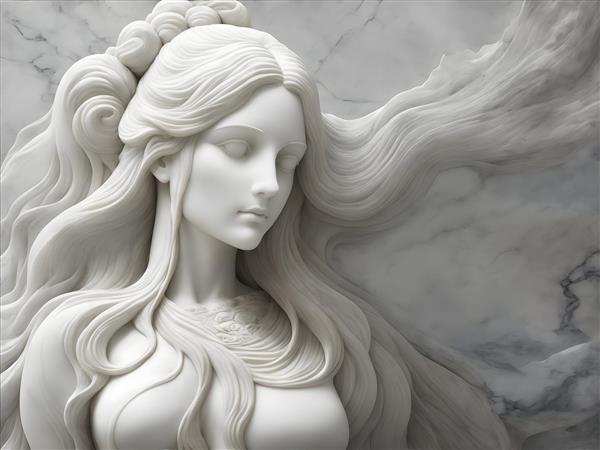 مجسمه زیبای موهای بلند برای طرح پوستر دیواری