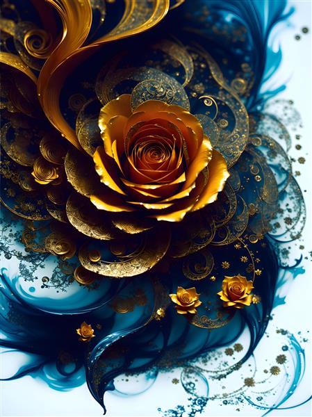 طرح گل طلایی اکسترا لاکچری پوستر دکوراتیو