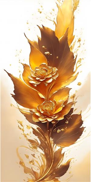پوستر سه بعدی لوکس با طرح گل طلایی