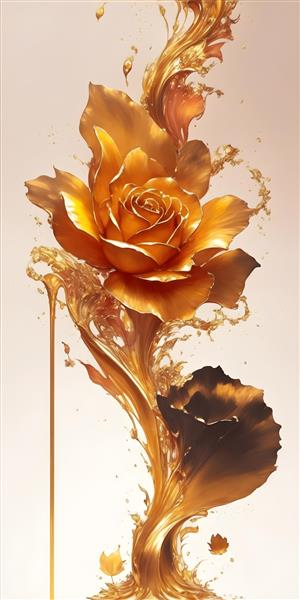 پوستر دکوراتیو لوکس با طرح گل طلایی