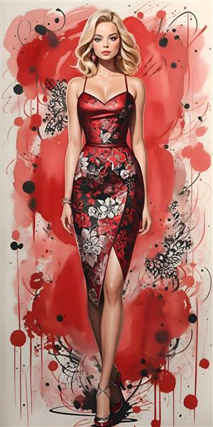 مارگو رابی اثر هنری زیبا به سبک آبرنگی