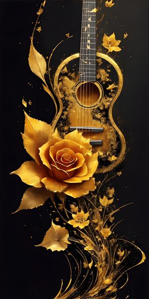 تصویرسازی هنر و موسیقی با گیتار زیبا