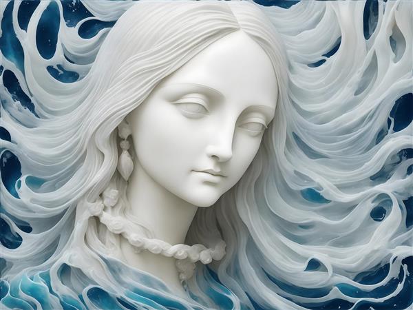 مجسمه مونالیزا با موهای بلند در هنر حکاکی
