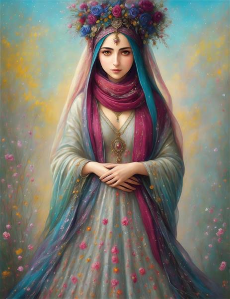 دختر زیبای و هنر ایران در نقاشی مینیاتور دختر جوان