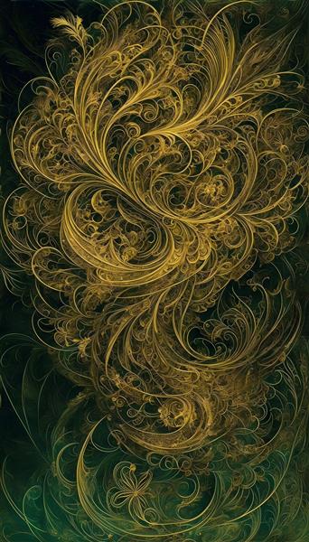تصویرسازی انتزاعی ابر و باد مشکی و طلایی با بافت