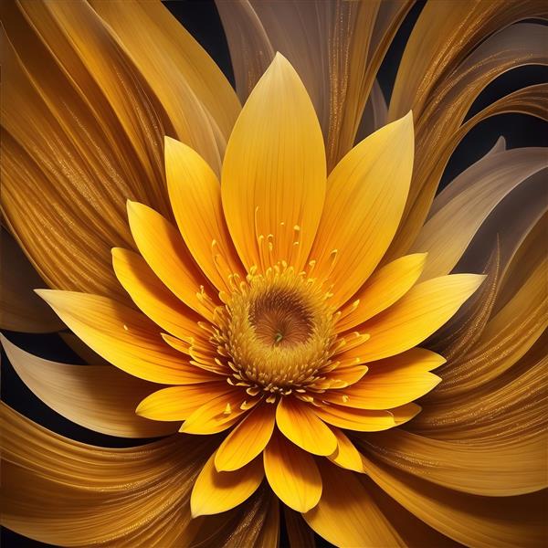 پوستر دیواری طرح گل‌های سه بعدی طلایی به سبک رنگ روغن