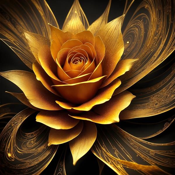 نقاشی دیجیتال برجسته گل‌های سه بعدی فانتزی