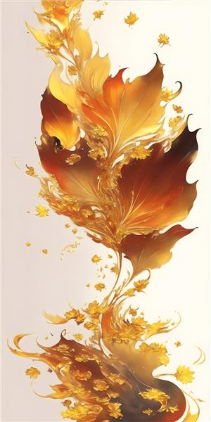 پوستر دیواری برگ طلایی نقاشی دیجیتال