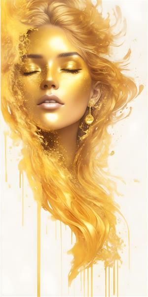 پرتره زیبا زن با موهای طلایی به سبک رنگ روغن