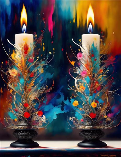 نقاشی دیجیتال شمعدان با طرح های زیبا و لاکچری