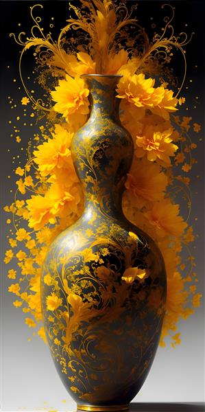 گلدان طلایی گل‌های زیبا و لاکچری