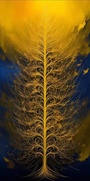 طرح درخت طلایی به سبک رنگ روغن