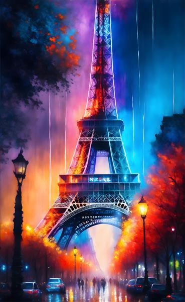 منظره برج ایفل در پاریس با رنگ بندی چشم نواز