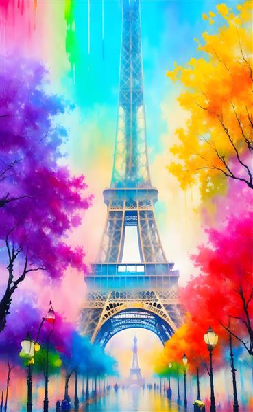 تابلو دکوراتیو برج ایفل در پاریس با رنگ بندی جذاب