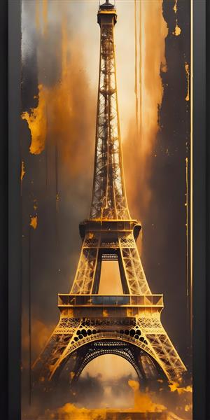 تصویرسازی دیجیتال برج ایفل در پاریس با سبک آبرنگ