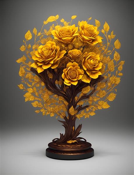 تصویرسازی نقاشی دیجیتال گل های چوبی