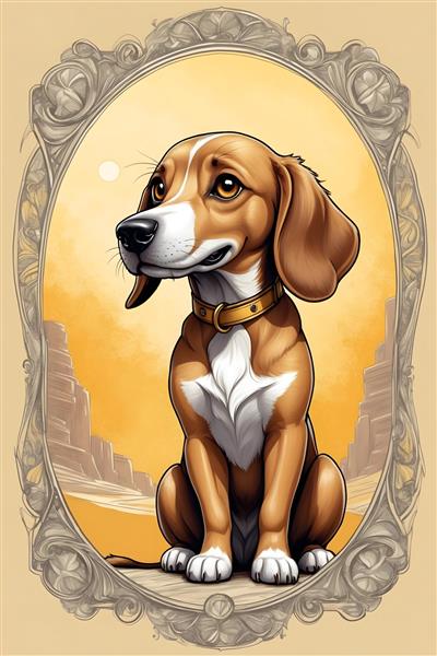 نقاشی دیجیتال جذاب سگ گلدن کارتونی