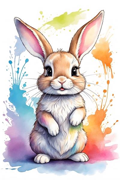 نقاشی دیجیتال کارتونی خرگوش جذاب