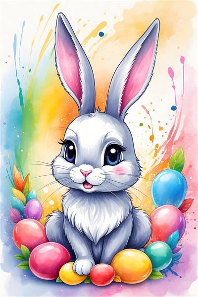 پس زمینه رنگارنگ کارتونی خرگوش بانمک